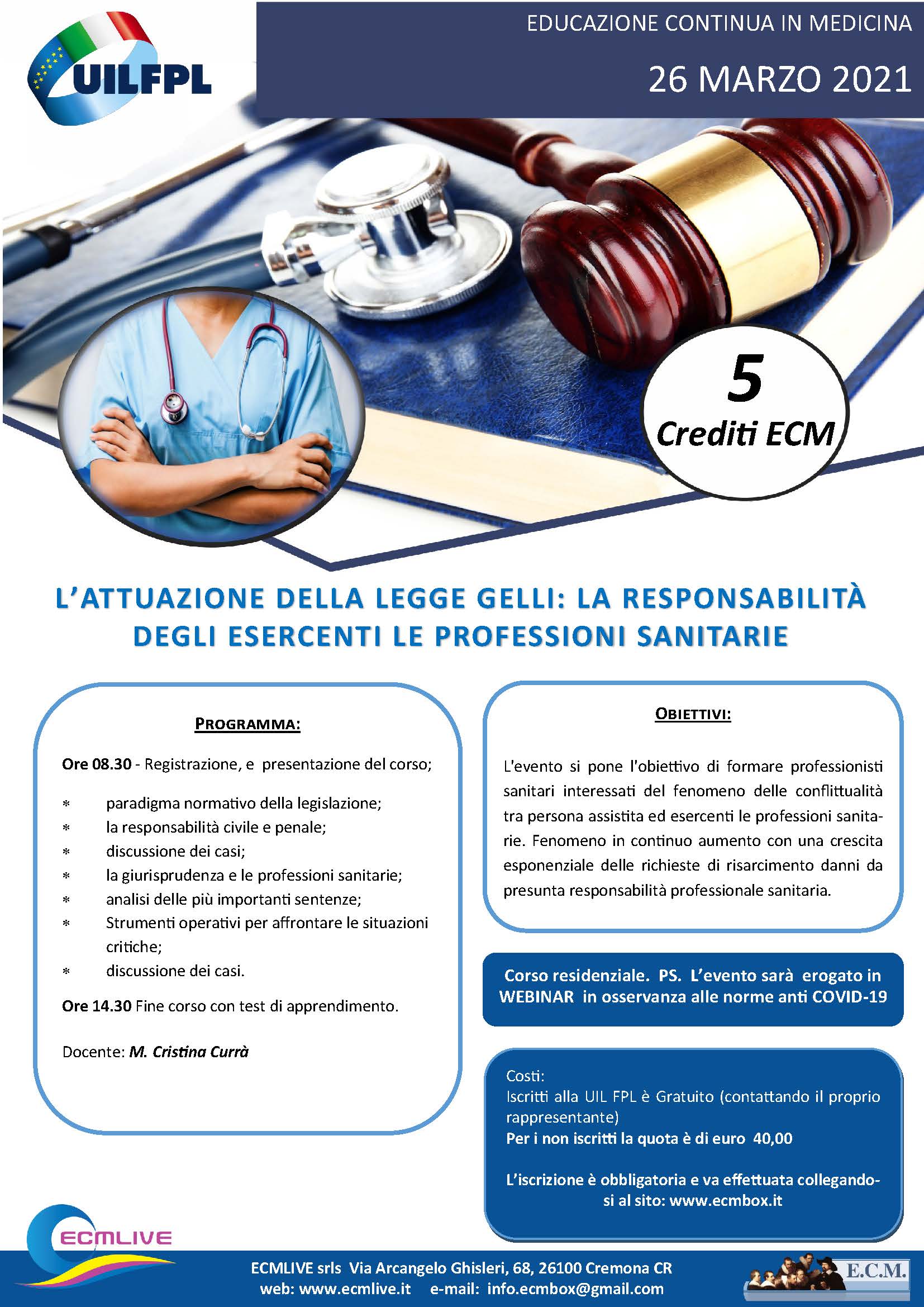 FORMAZIONE ECM GRATUITA PER GLI ASSOCATI UIL FPL – 2021