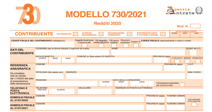 MODELLO 730/2021