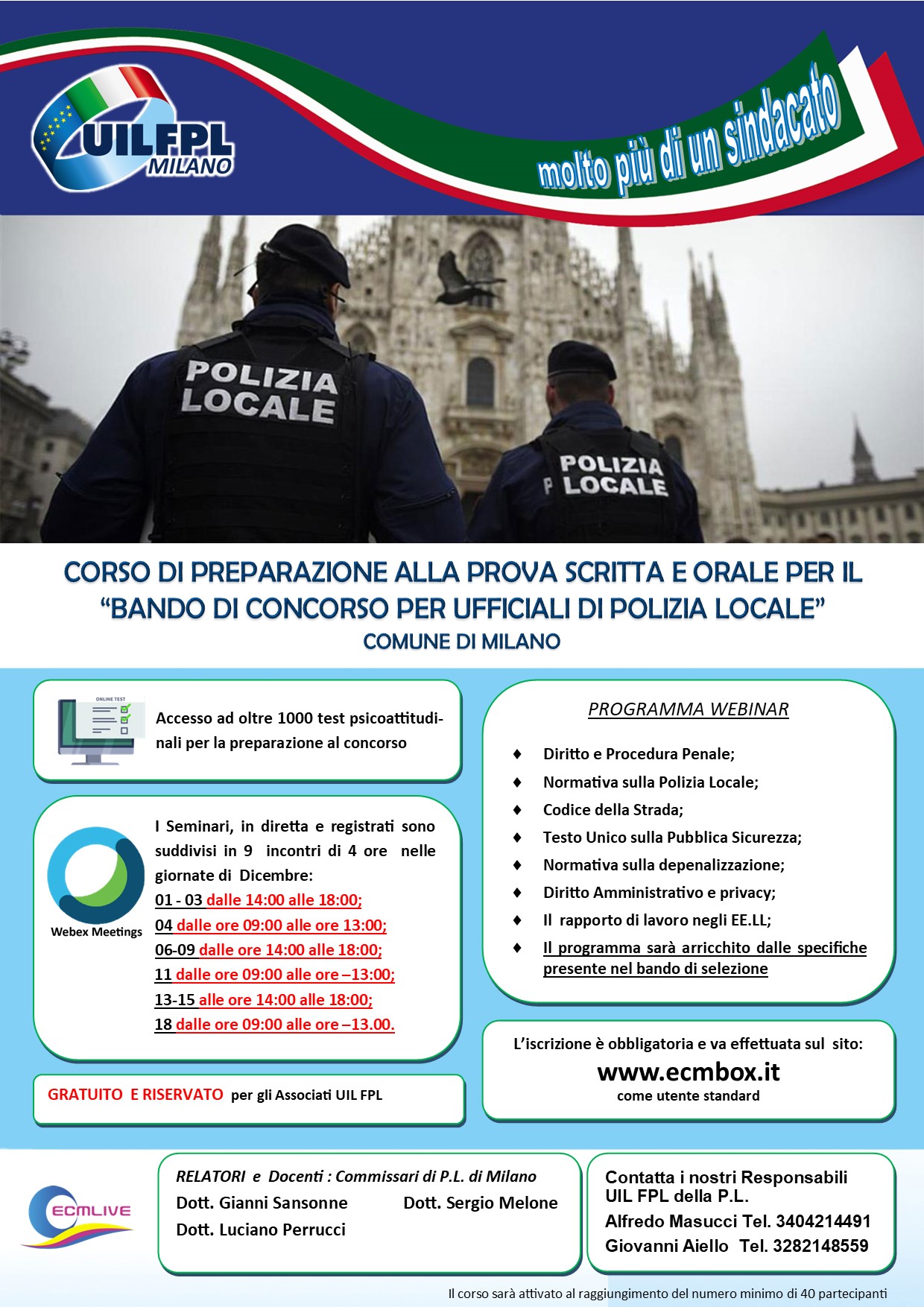 CORSO DI PREPARAZIONE ALLA PROVA SCRITTA E ORALE PER IL “BANDO DI CONCORSO PER UFFICIALI DI POLIZIA LOCALE” COMUNE DI MILANO