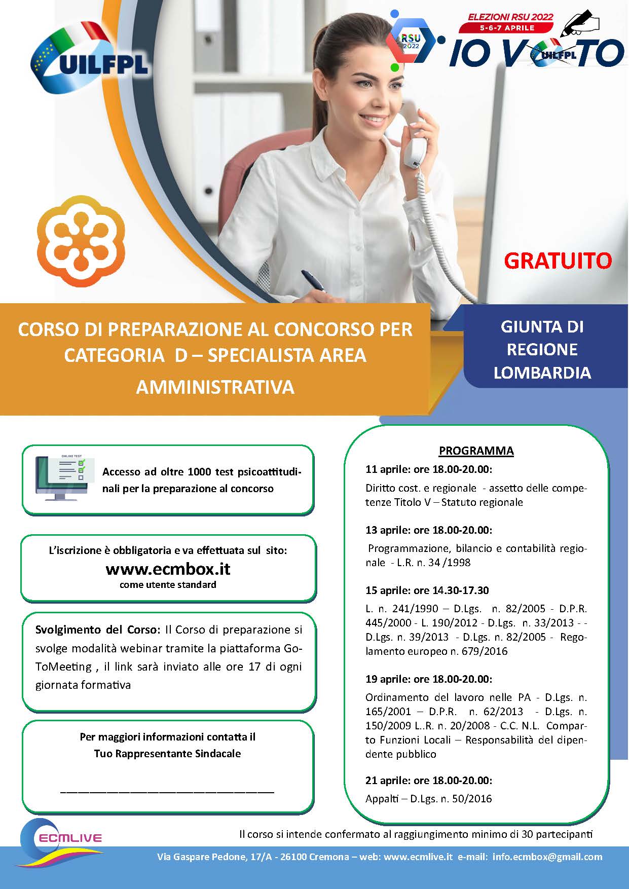CORSO DI PREPARAZIONE AL CONCORSO PER CATEGORIA D – SPECIALISTA AREA AMMINISTRATIVA