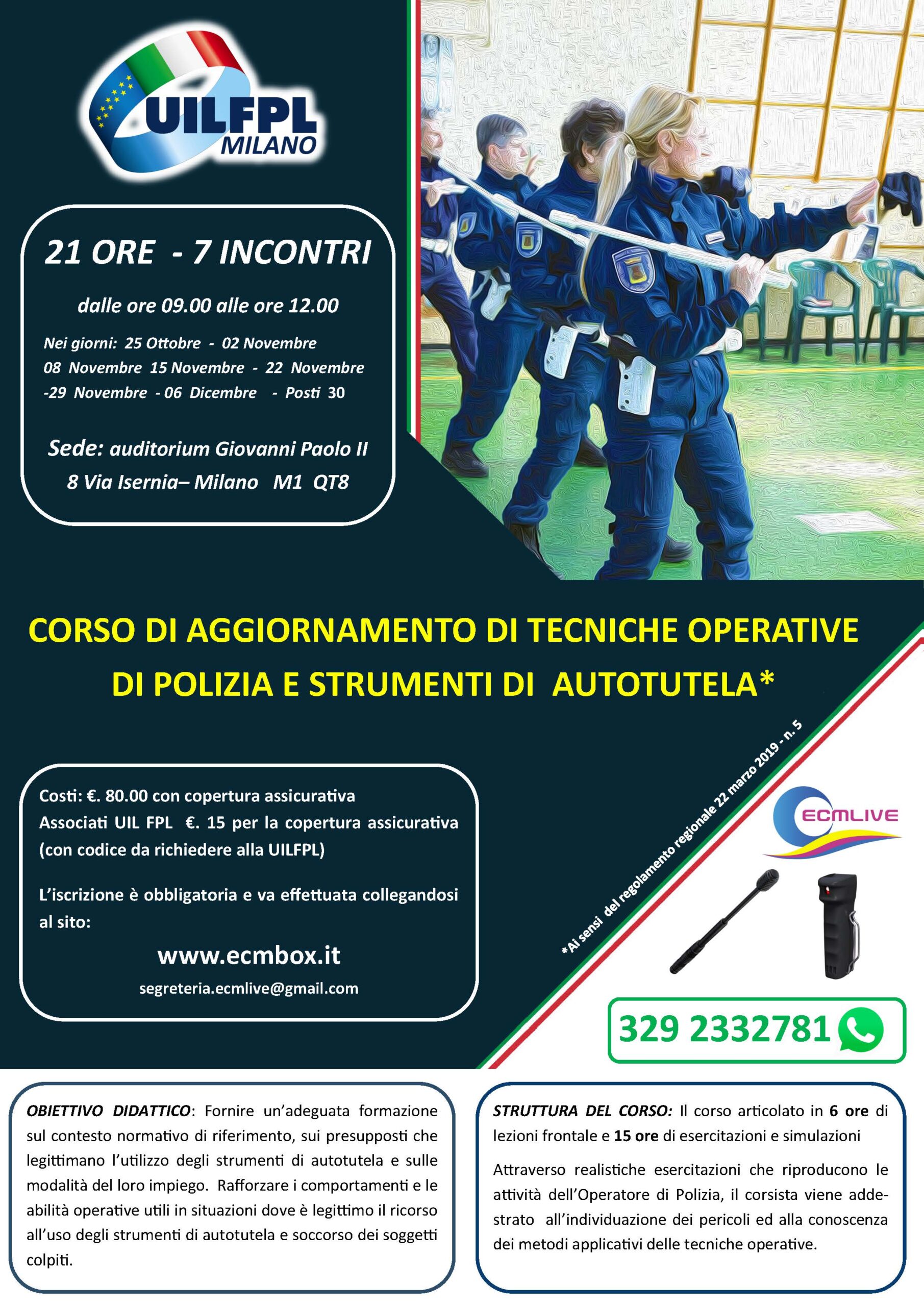 CORSO DI AGGIORNAMENTO DI TECNICHE OPERATIVE DI POLIZIA E STRUMENTI DI  AUTOTUTELA