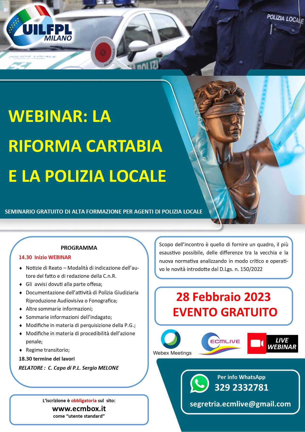 WEBINAR: LA RIFORMA CARTABIA  E LA POLIZIA LOCALE