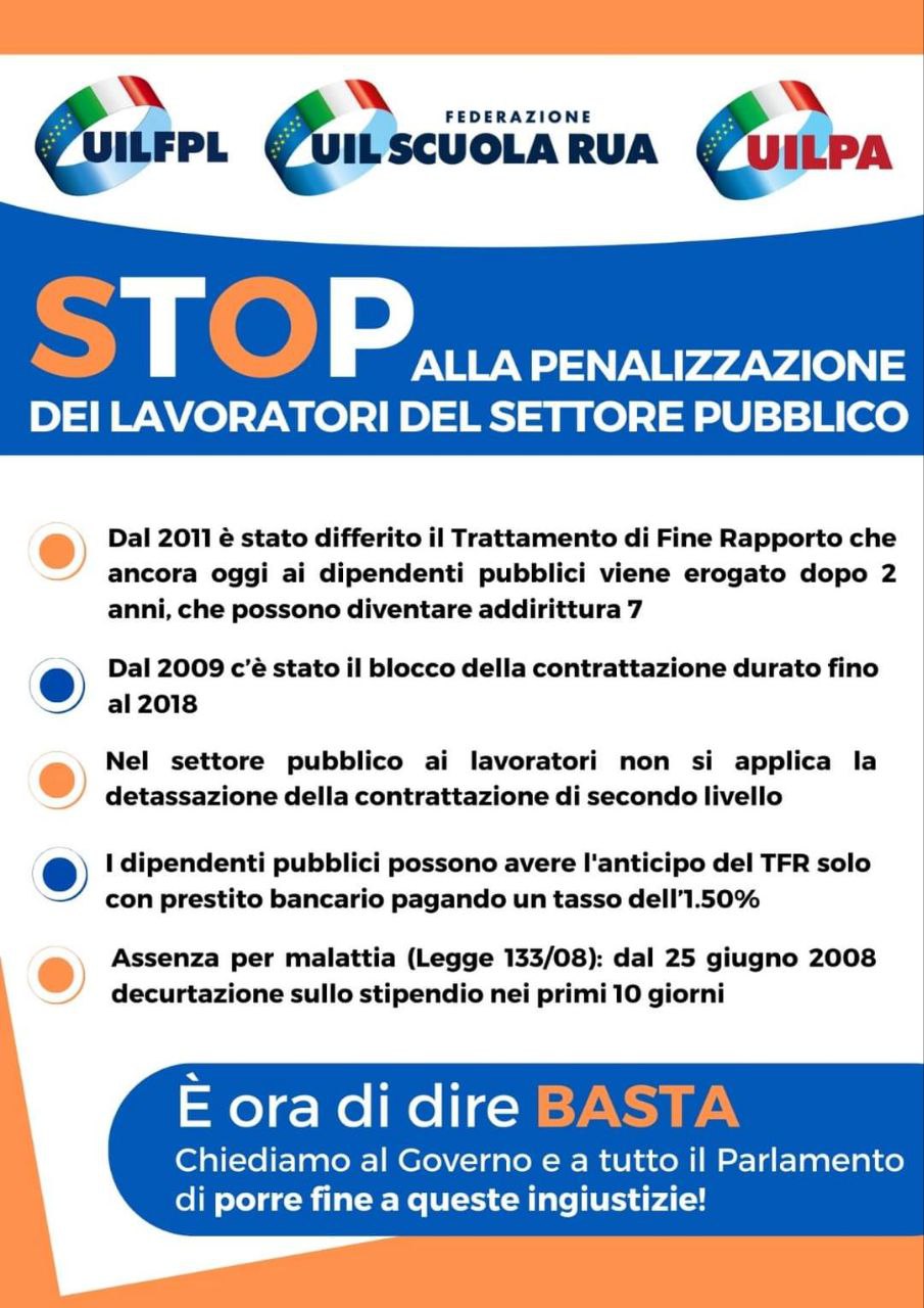 STOP alla penalizzazione dei lavoratori del settore pubblico