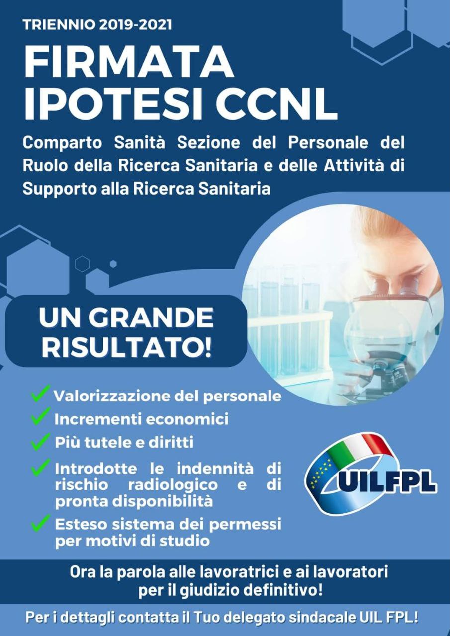 ✍🏼 Firmata ipotesi di CCNL Personale della ricerca sanitaria e attività di supporto alla ricerca triennio 2019-2021.