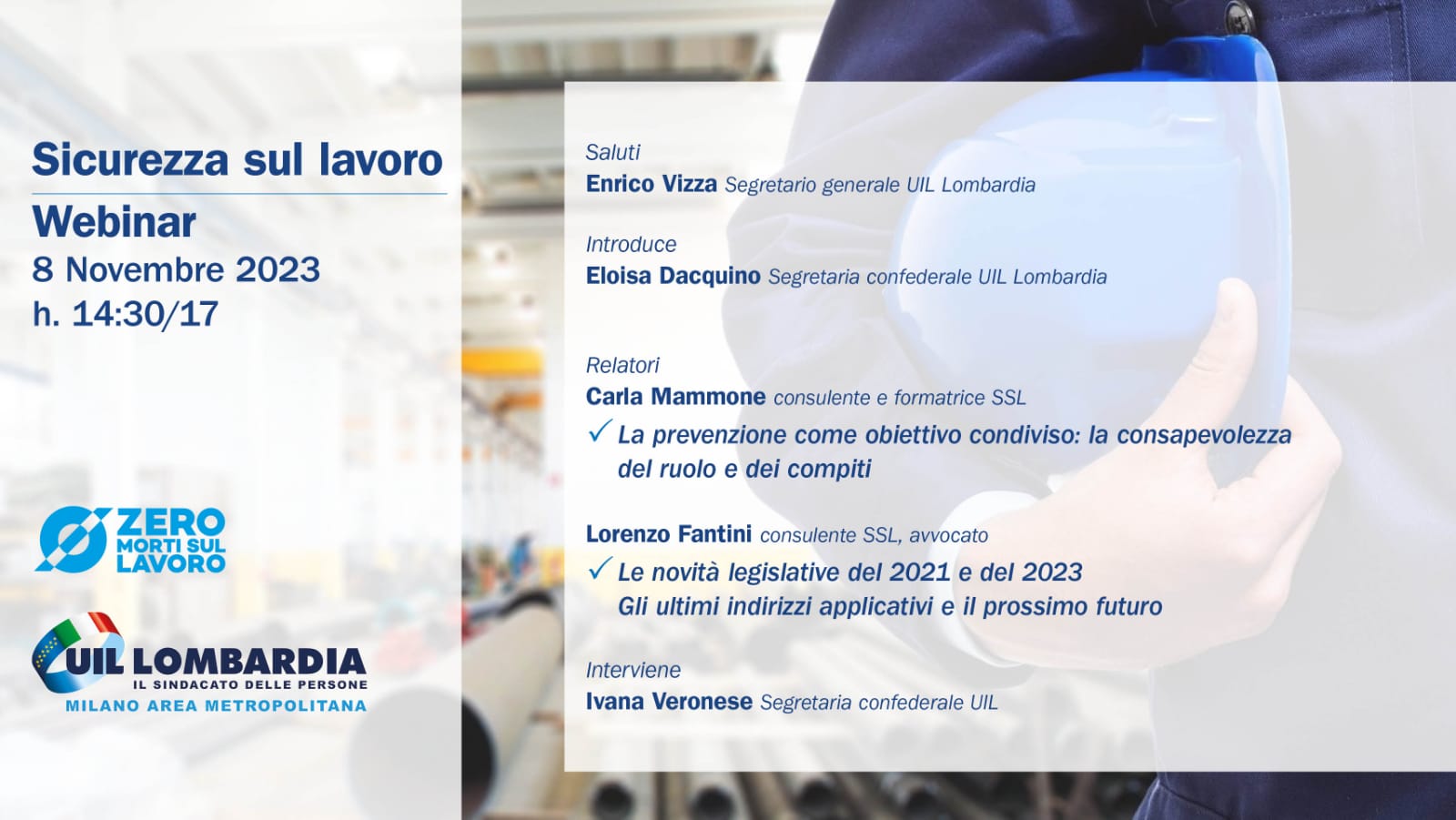 Webinar: sicurezza sul lavoro UIL Lombardia 8 novembre 2023