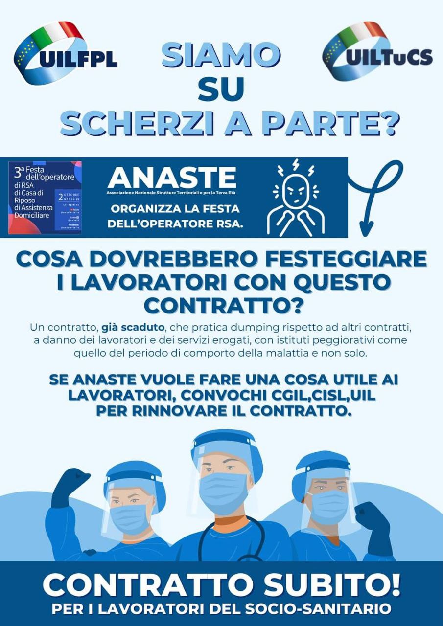 GLI OPERATORI DELLE RSA CON IL CONTRATTO ANASTE HANNO POCO DA FESTEGGIARE.