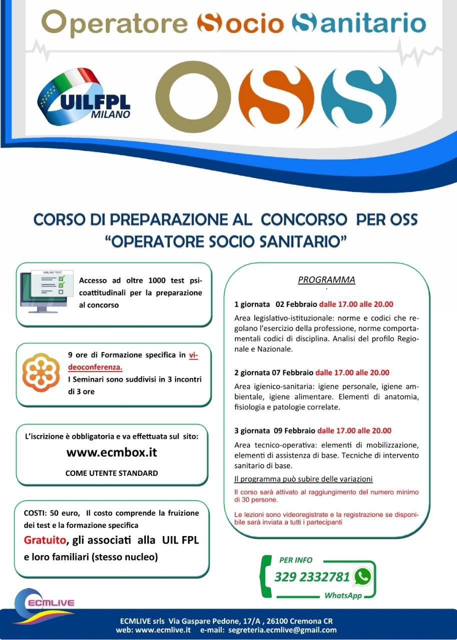 🔵 CORSO DI PREPARAZIONE AL CONCORSO PER OPERATORE SOCIO SANITARIO