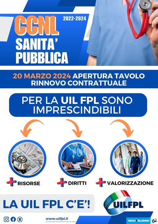 🔵 Apertura trattativa per il rinnovo del CCNL del personale del comparto Sanità Pubblica 2022/2024
