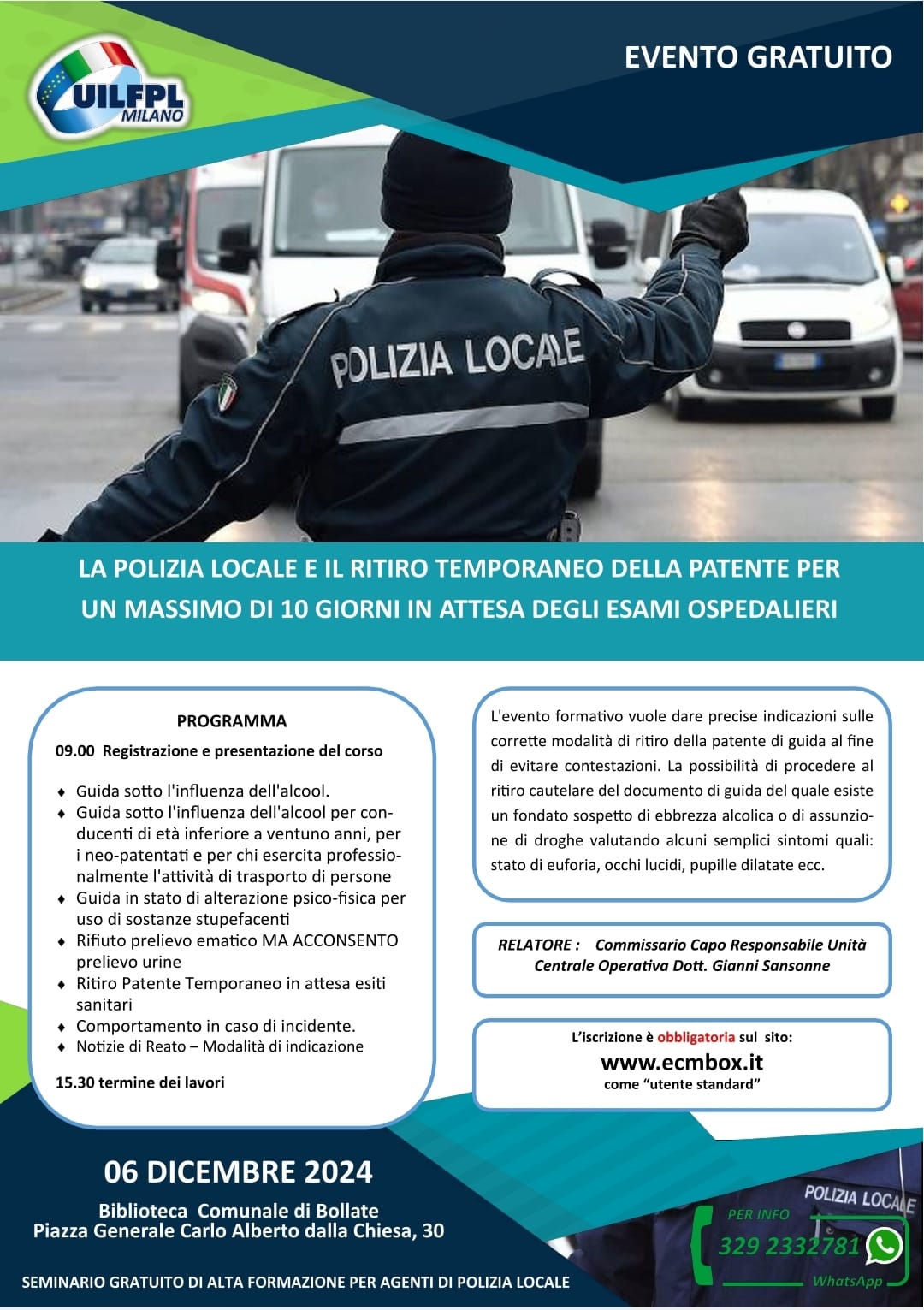 🔵 LA POLIZIA LOCALE E IL RITIRO TEMPORANEO DELLA PATENTE PER UN MASSIMO DI 10 GIORNI IN ATTESA DEGLI ESAMI OSPEDALIERI